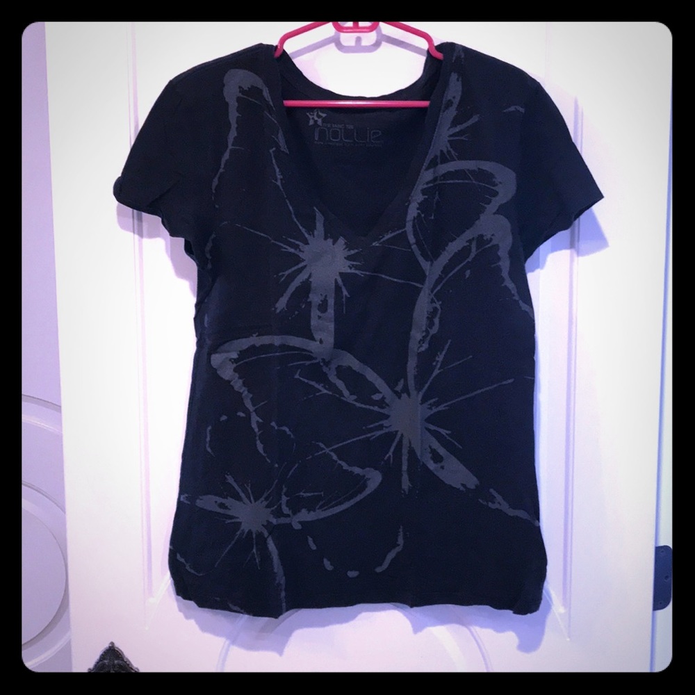 Pacsun nollie XL black & gray splatter v neck top